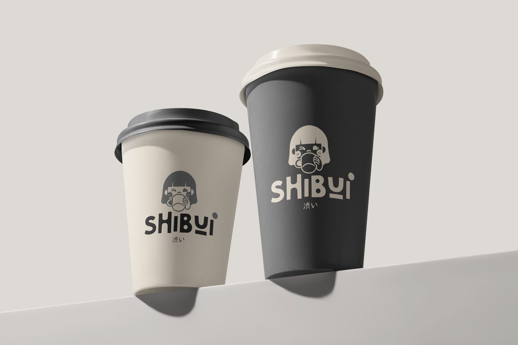 Vasos de café con el logo de Shibui