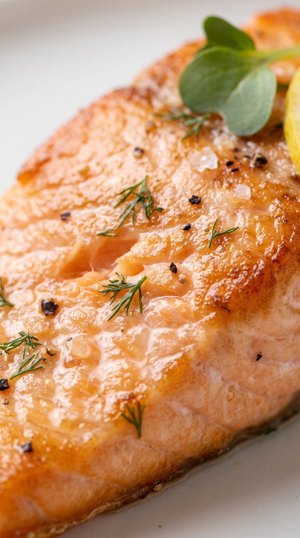 Filete de trucha dorado con eneldo y pimienta