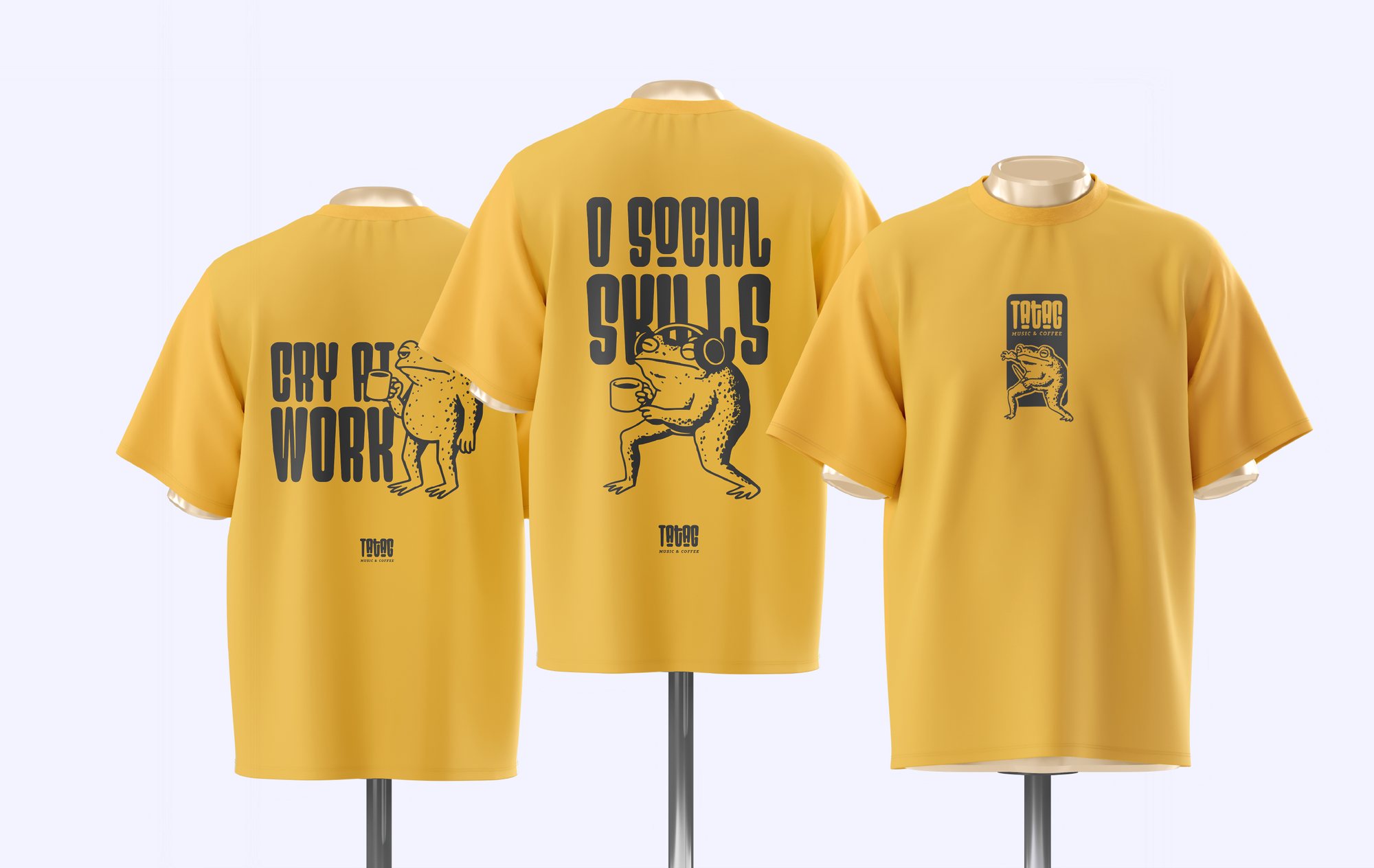 Poleras amarillas con ilustraciones de sapos de Tatag